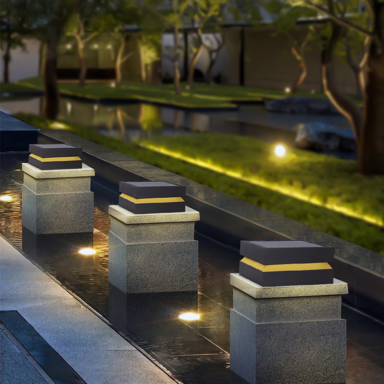 Borne extérieure LED carrée IP65 – résistante aux intempéries, jardin et allée