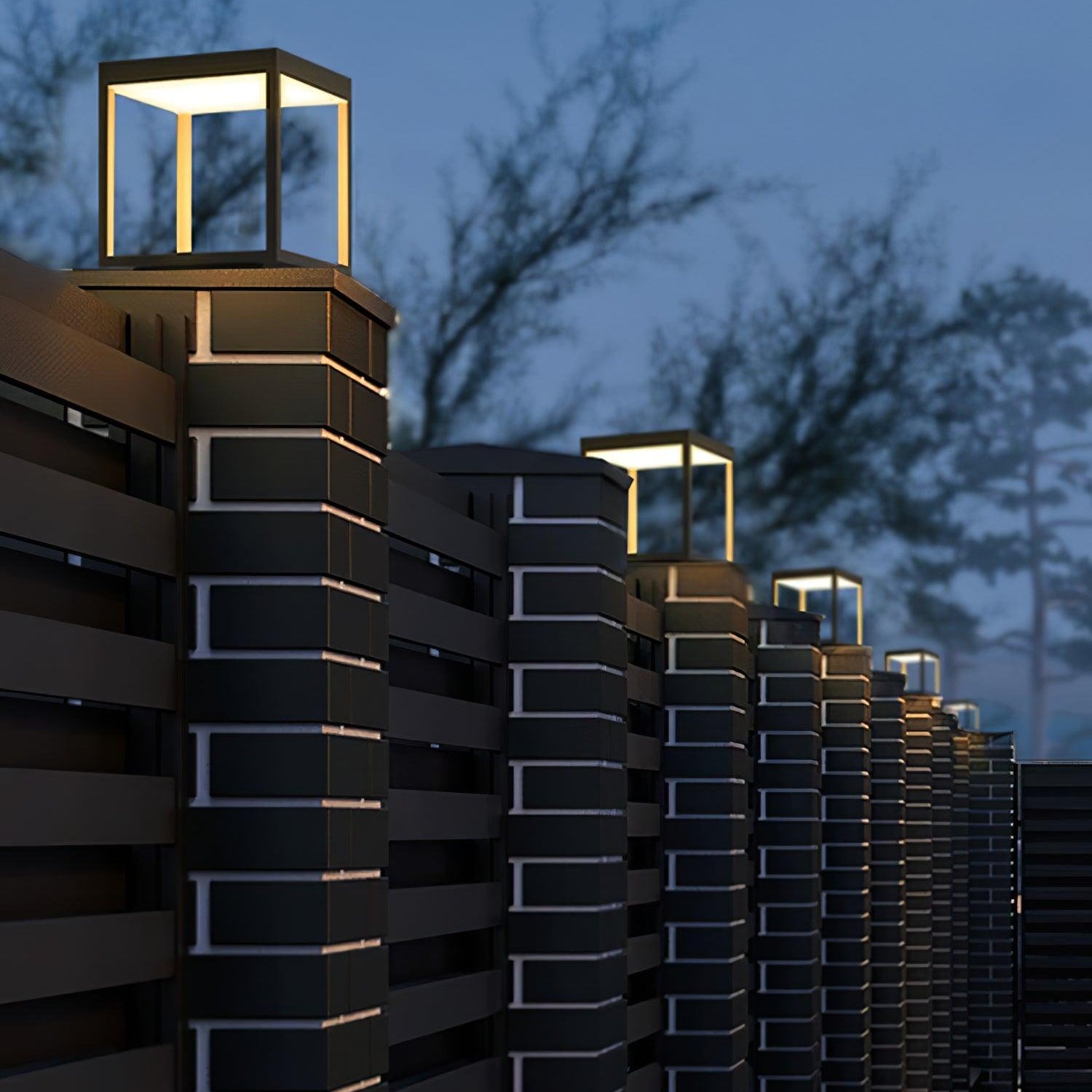 Borne extérieure LED cadre carré – ambiance chaleureuse jardin et terrasse