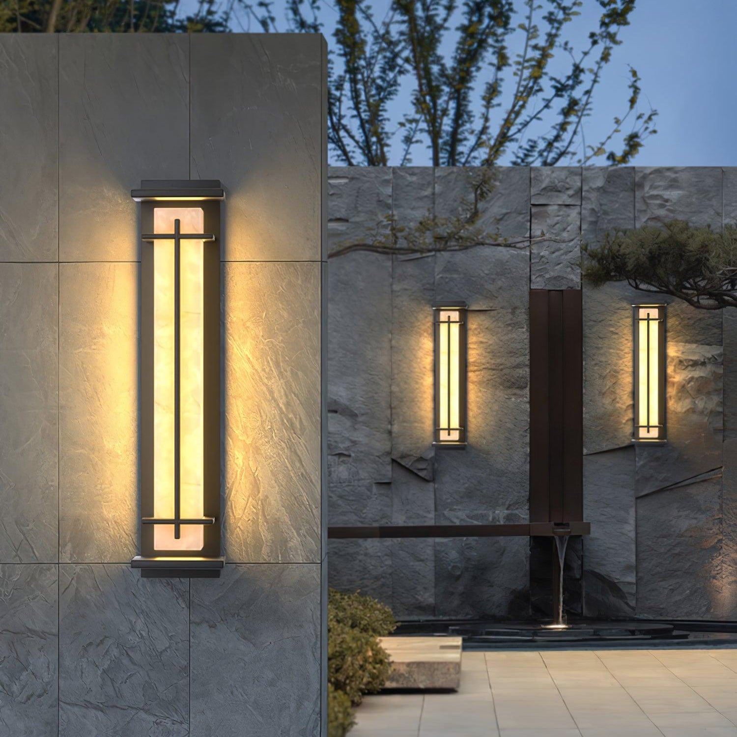 Applique murale extérieure carrée en albâtre – IP65, 3 tailles disponibles